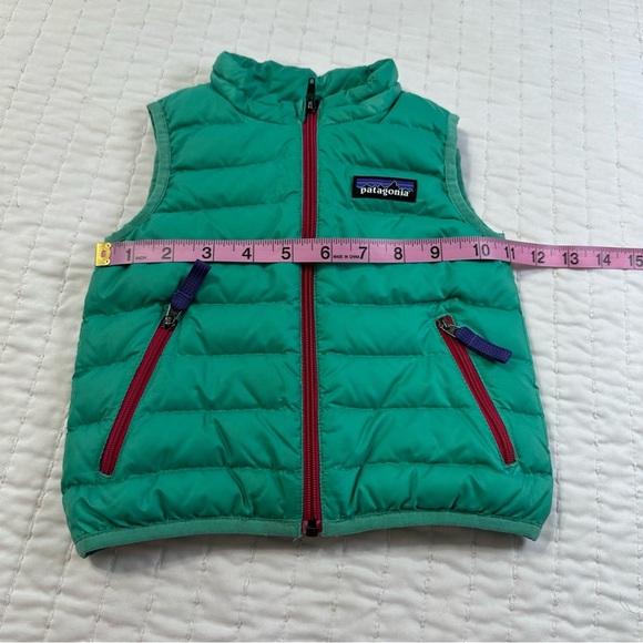 Unisex Patagonia Kids Down Sweater Vest in Teal and Red - Picture 8 of 8
